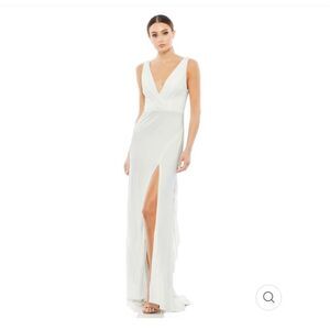 Mac Duggal Sleeveless V Neck Jersey Gown